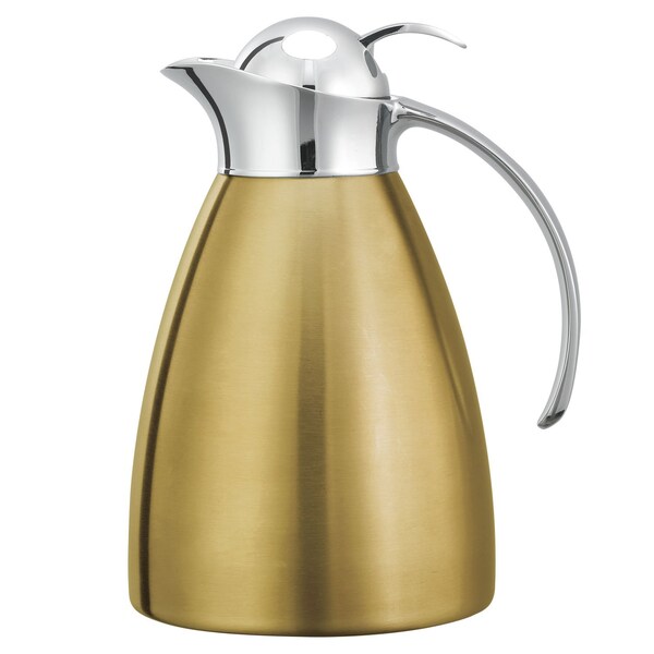 Marquette Series Push Button Stainless Vacuum Insulated Carafe, 33.8 Ounce, Vintage Gold